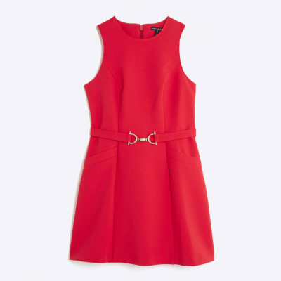 Red Snaffle Front Mini Shift Dress