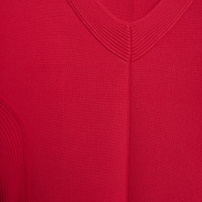 Red Structured Sleeve Knitted Top