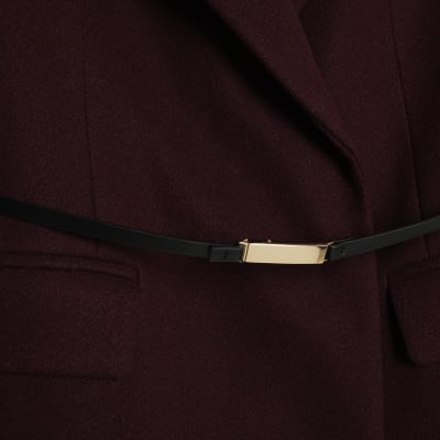 Red Tailored Belted Coat