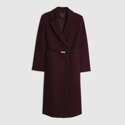 Red Tailored Belted Coat