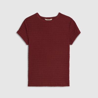 Red Textured Fitted T-Shirt