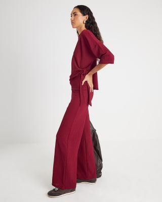 Red Textured Trousers