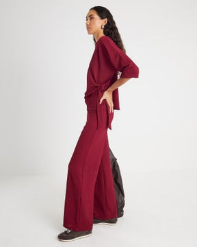 Red Textured Trousers