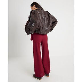 Red Textured Trousers