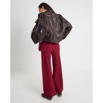 Red Textured Trousers