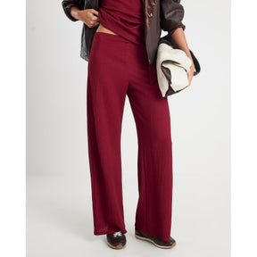 Red Textured Trousers