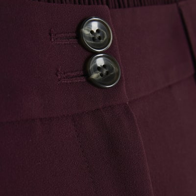 Red Wide Leg Tailored Trousers