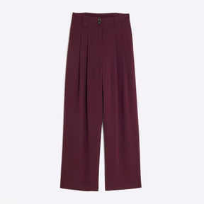 Red Wide Leg Tailored Trousers