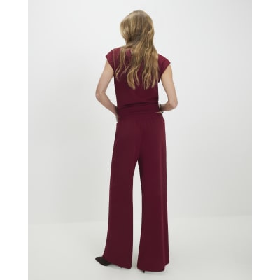 Red Wide Leg Trousers