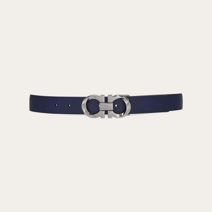Reversible and adjustable twisted Gancini belt
