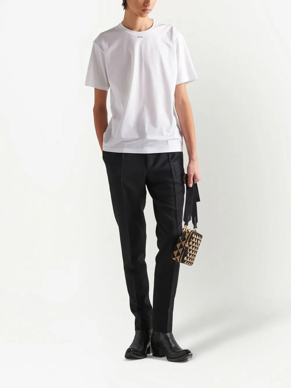 Prada Small Logo Print T-Shirt in White