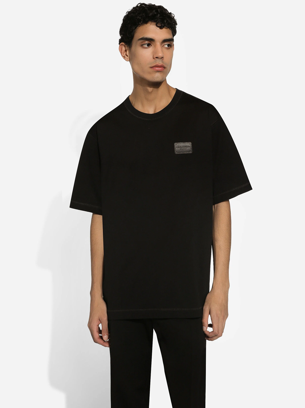 Dolce & Gabbana Black Logo Detail T-Shirt in Black