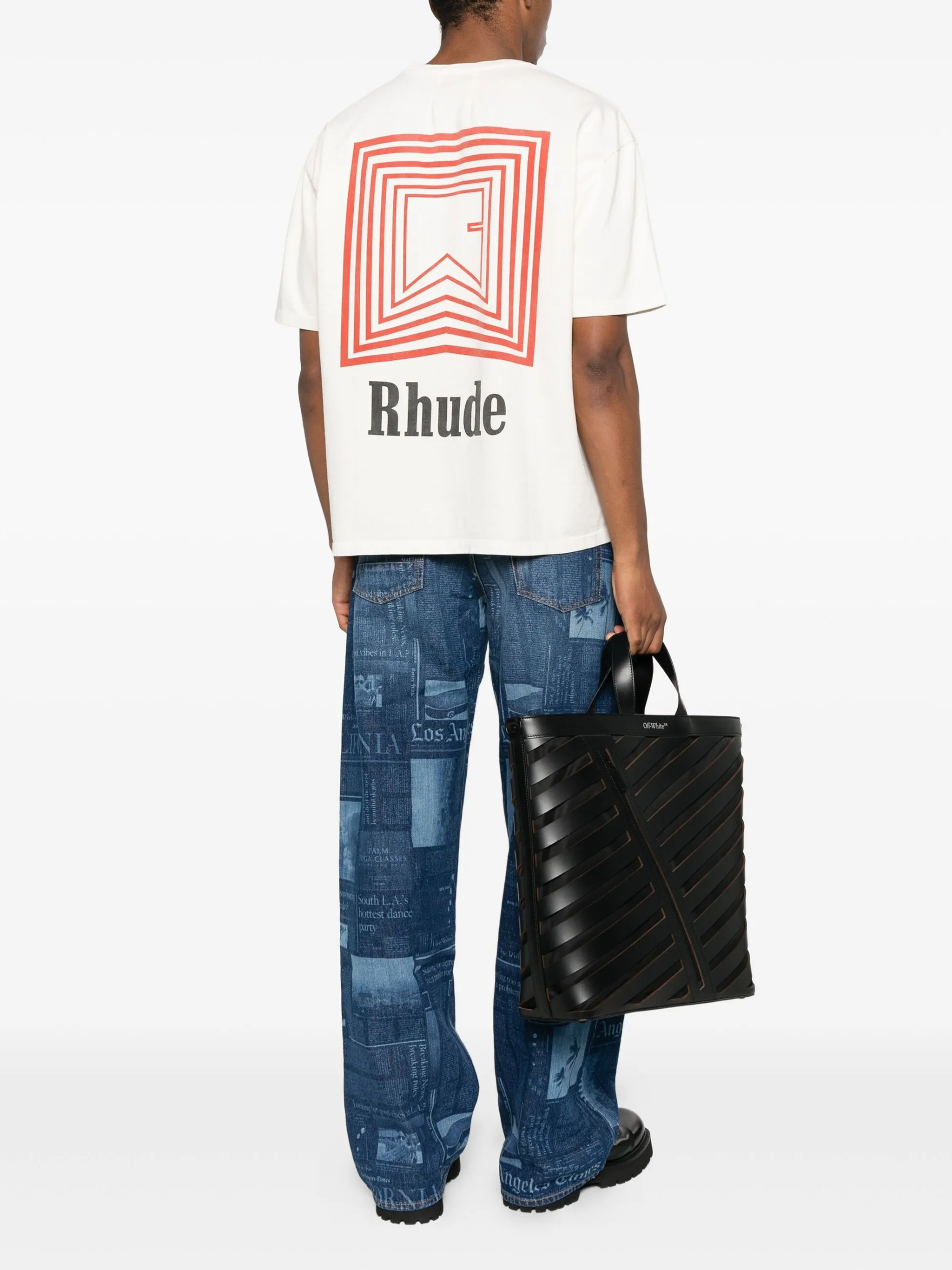 Rhude Chevron Repeat Logo T-Shirt in White
