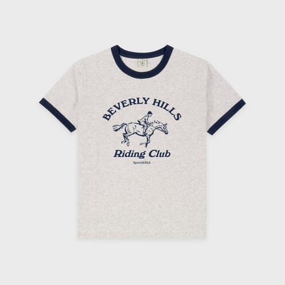 BH Riding Club Ringer Tee - Heather Gray/Dark Navy