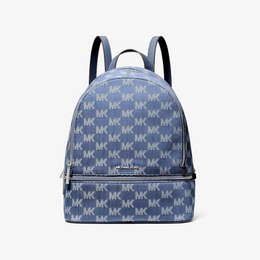 Rhea Medium Logo Jacquard Denim Backpack