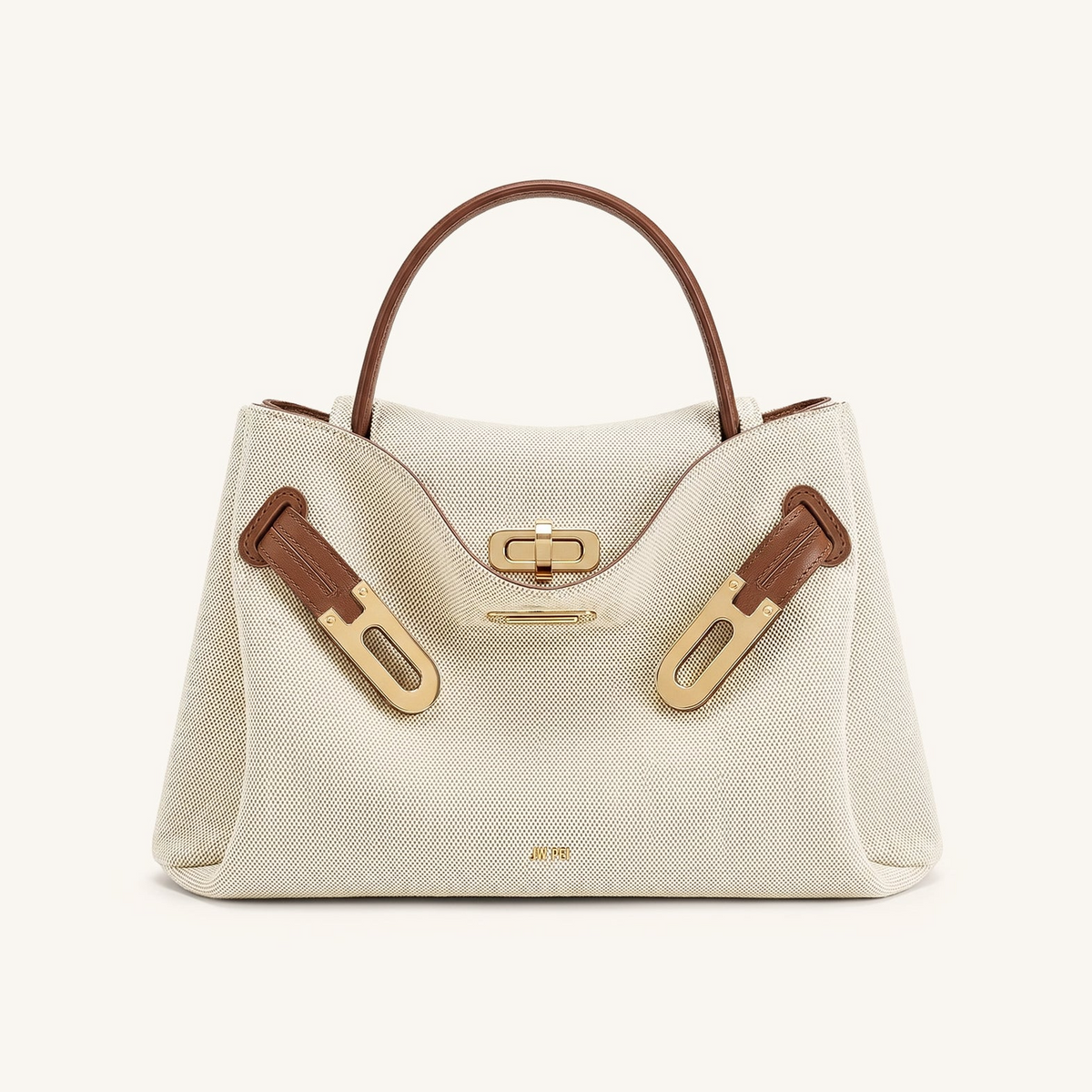 Rhea Small Double Buckle Shoulder Bag - Brown Canvas