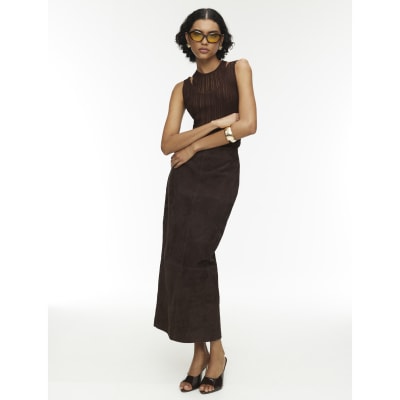 RI Studio Brown Layered Sheer Vest