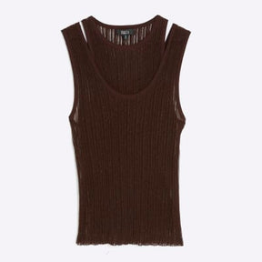 RI Studio Brown Layered Sheer Vest