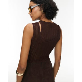RI Studio Brown Layered Sheer Vest