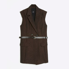 RI Studio Brown Sleeveless Blazer