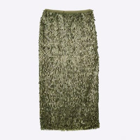 RI Studio Green Sequin Column Midi Skirt