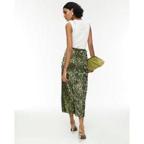 RI Studio Green Sequin Column Midi Skirt