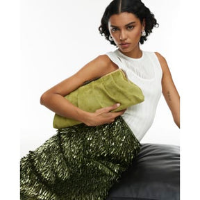 RI Studio Green Sequin Column Midi Skirt