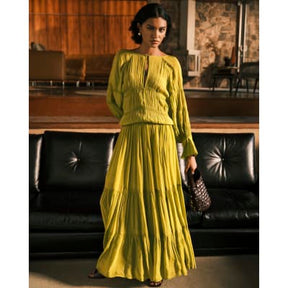 RI Studio Lime Green Layered Maxi Dress