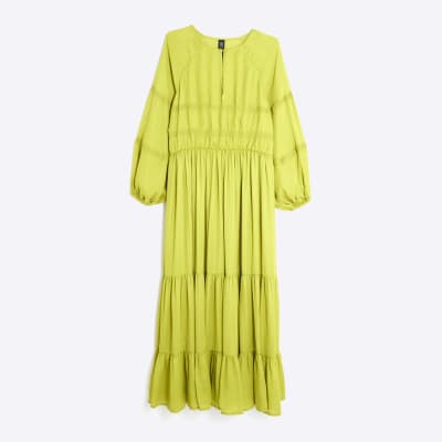 RI Studio Lime Green Layered Maxi Dress