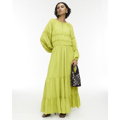 RI Studio Lime Green Layered Maxi Dress