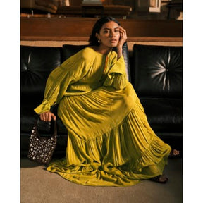 RI Studio Lime Green Layered Maxi Dress