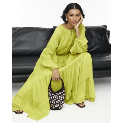 RI Studio Lime Green Layered Maxi Dress