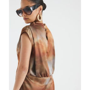 RI Studio Petite Brown High Low Tunic Top