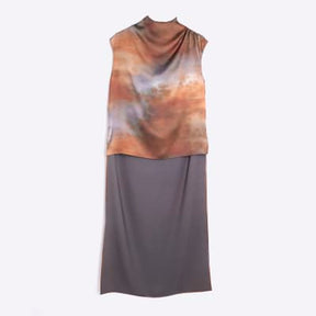 RI Studio Petite Brown High Low Tunic Top