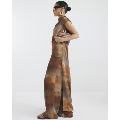 RI Studio Petite Brown Wide Leg Trousers