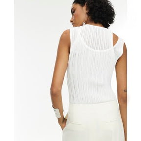 RI Studio White Layered Sheer Vest