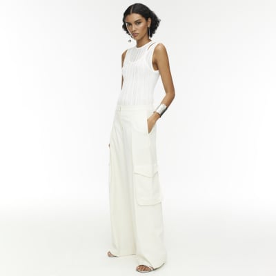 RI Studio White Layered Sheer Vest