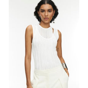 RI Studio White Layered Sheer Vest