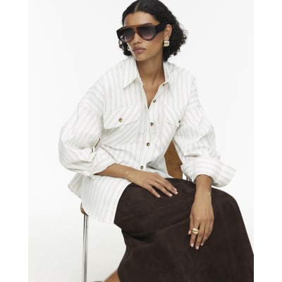 RI Studio White Stripe Cocoon Sleeve Shirt