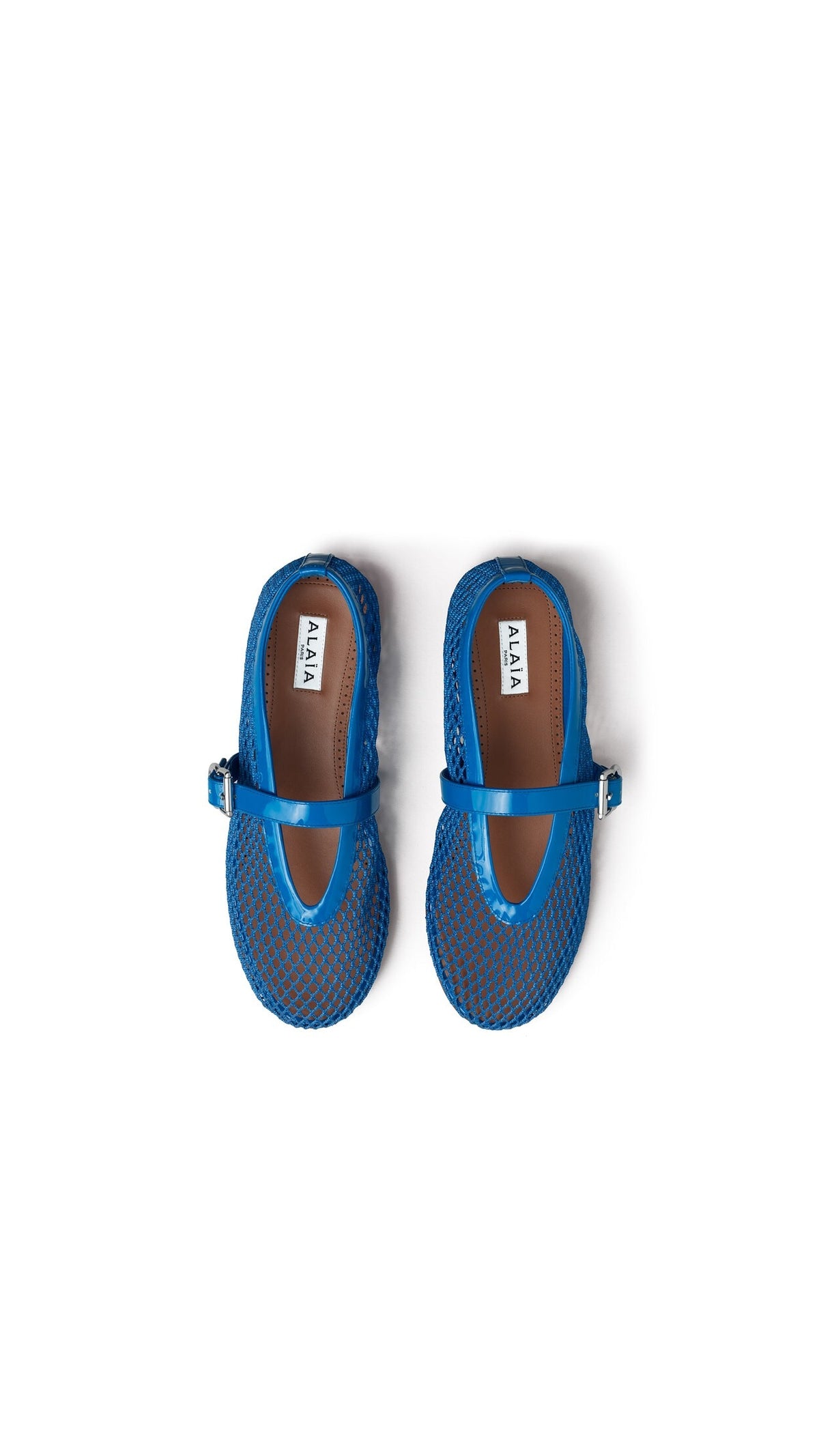 Alaïa Electric Blue BALLET FLATS IN FISHNET