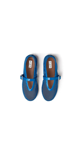 Alaïa Electric Blue BALLET FLATS IN FISHNET