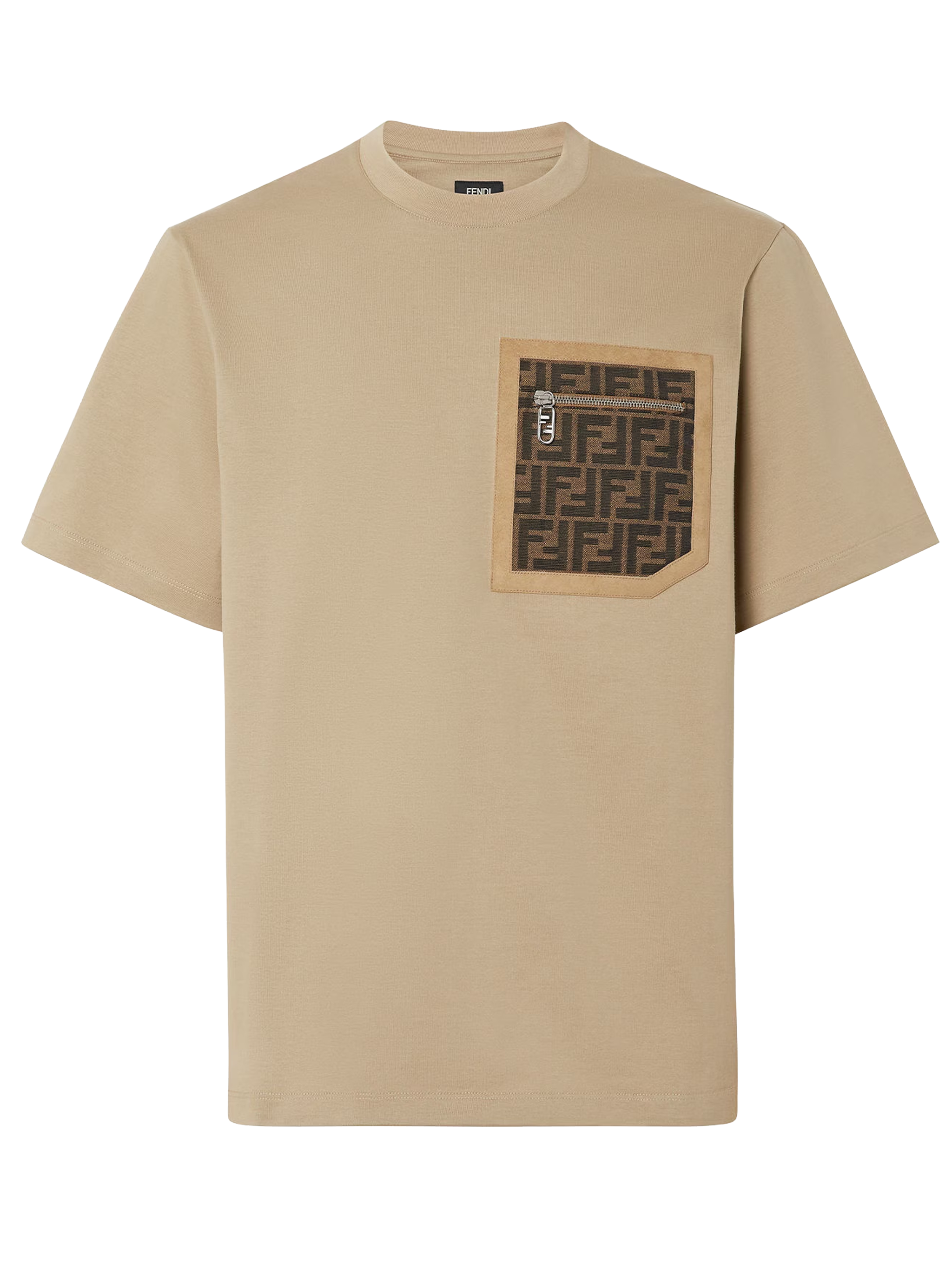 Fendi FF Monogram Pocket Oversized T-Shirt in Beige