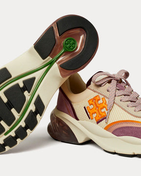 Tory Burch - Good Luck New Cream / Arancio / Light Purple Low Top Sneakers
