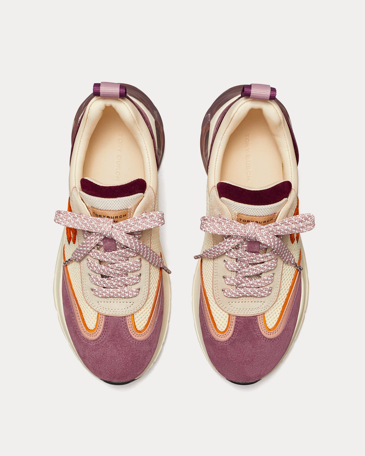 Tory Burch - Good Luck New Cream / Arancio / Light Purple Low Top Sneakers