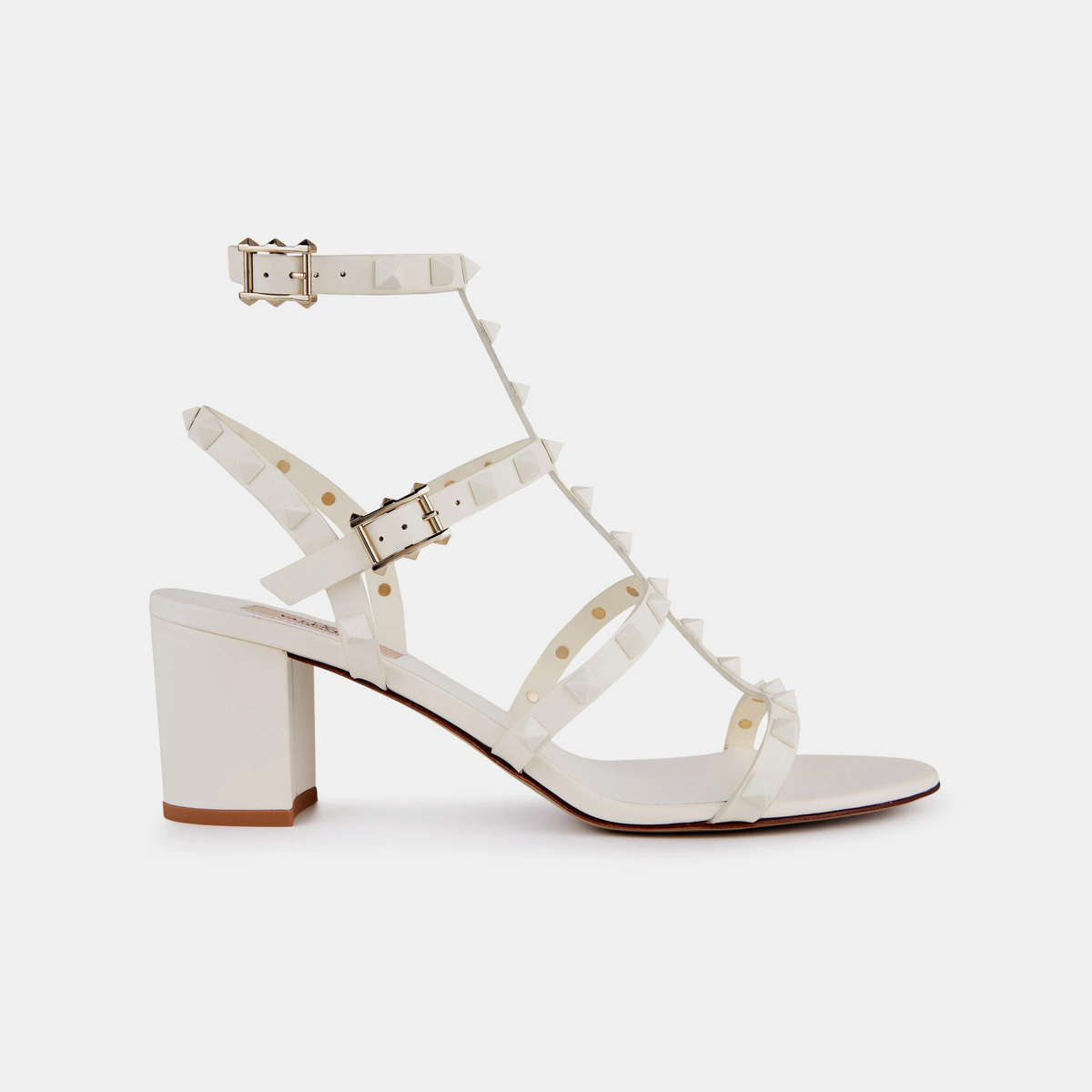 Rockstud Calfskin Ankle Strap Sandals