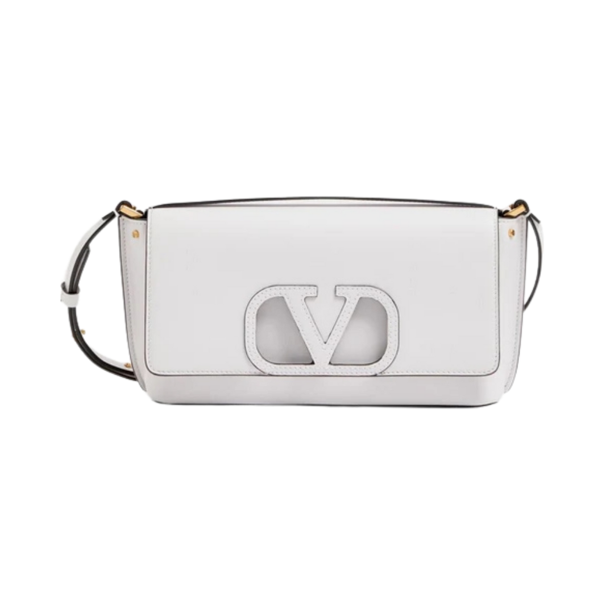 Rockstud chain pouch in grainy calfskin