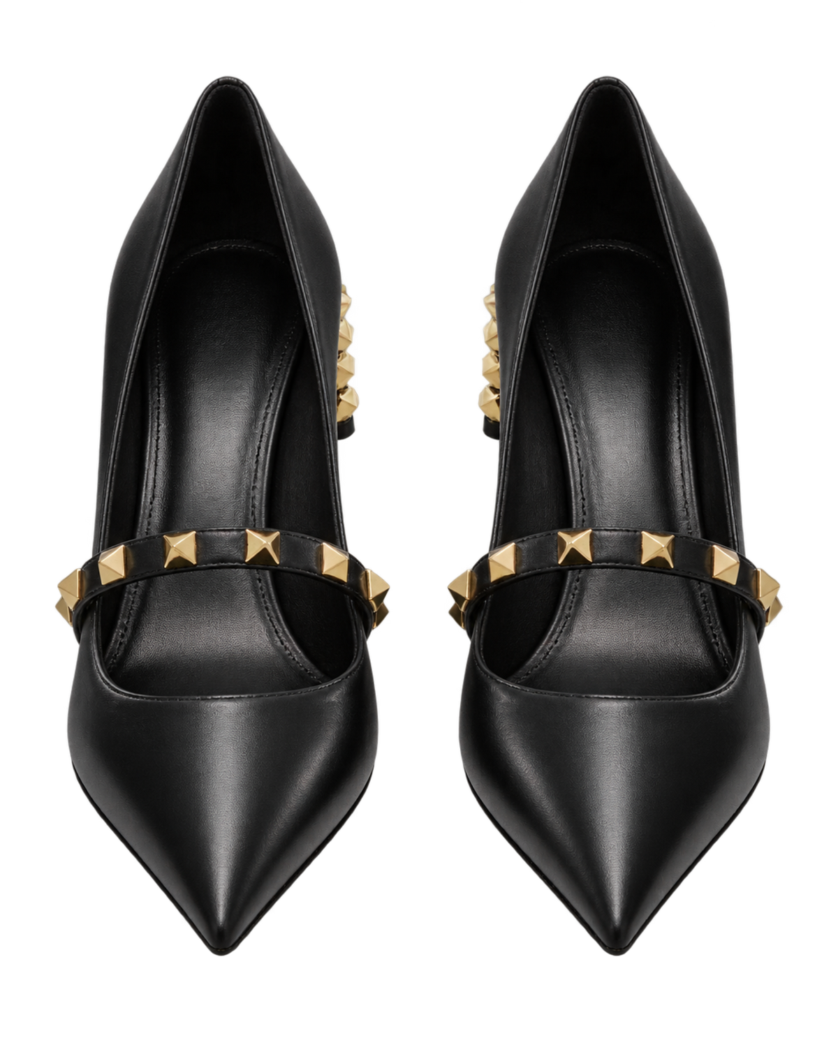 Rockstud pumps with sculptural heel in calfskin 70mm
