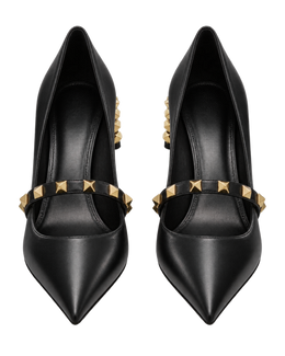 Rockstud pumps with sculptural heel in calfskin 70mm