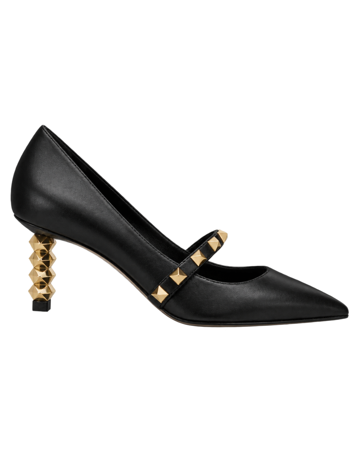 Rockstud pumps with sculptural heel in calfskin 70mm