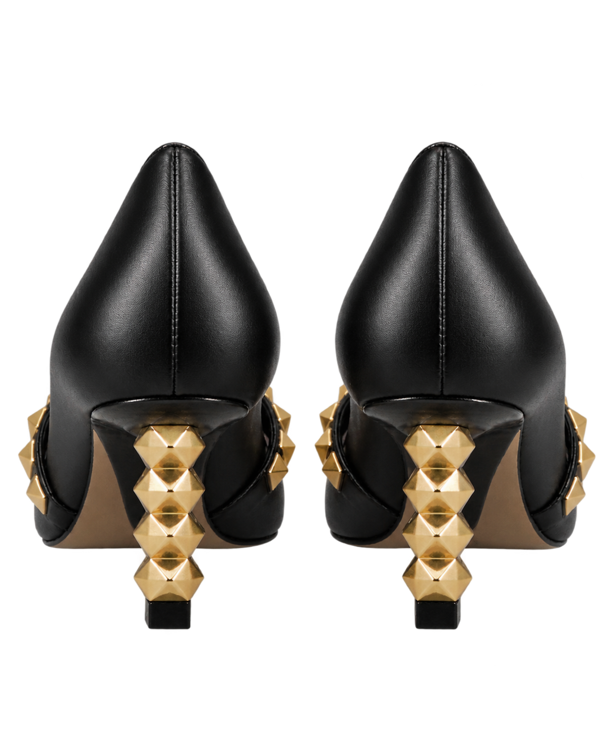 Rockstud pumps with sculptural heel in calfskin 70mm
